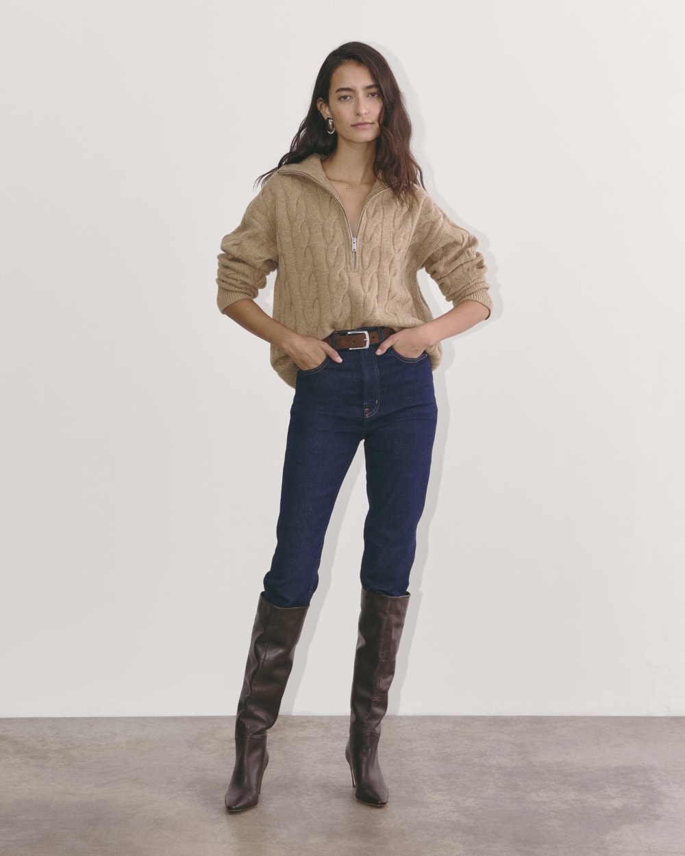 The Cable Half-Zip in Luxe Merino | Oat Melange – Everlane