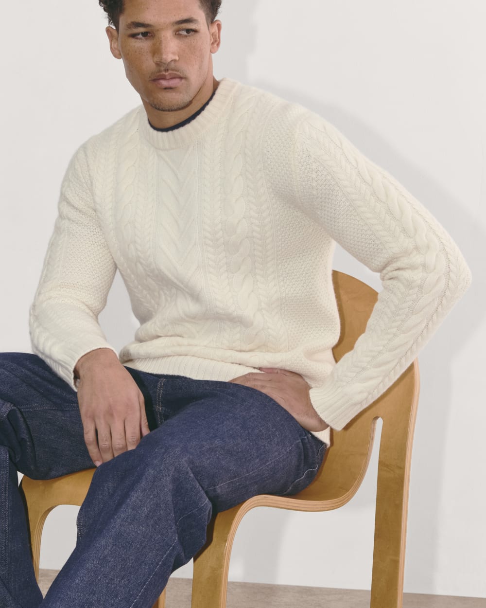 The Felted Merino Cable-Knit Crew | Bone – Everlane