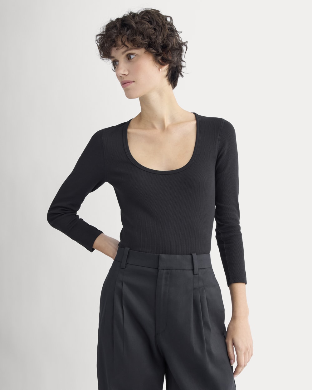 womens-luxe-rib-deep-u-neck-top-black | primary