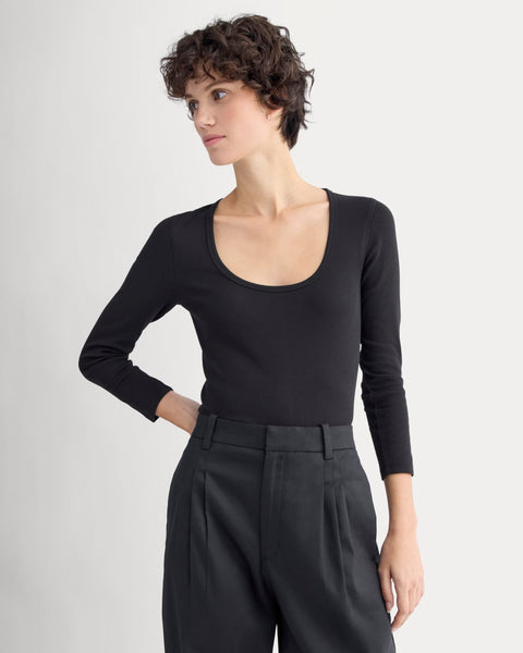 Luxe Rib Deep U-Neck Top | Black – Everlane