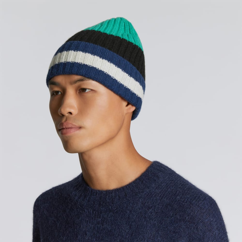 unisex-recashmere-beanie-bright-navy-multi-stripe