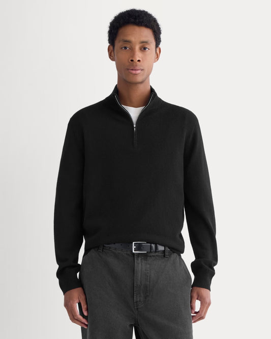mens-cashmere-quarter-zip-sweater-black | primary