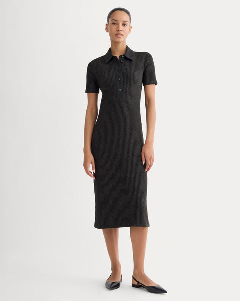 strapless open back dress Everlane Cozy Rib Polo Dress in Black, Size XXS, Cotton