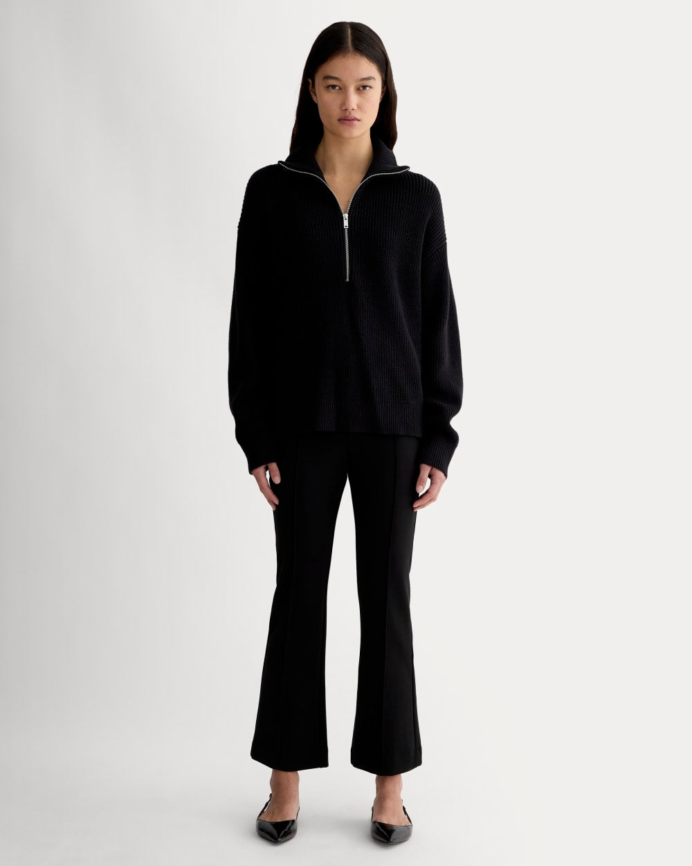 【完売品✨】EVERYDAY I LIKE. Half Zip Sweater The Half-Zip in Everyday Cotton | Black – Everlane