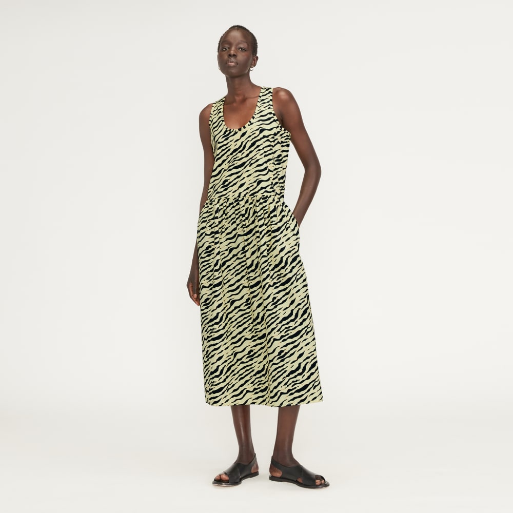 womens-poplin-summer-dress-yellow-tiger-stripe | primary