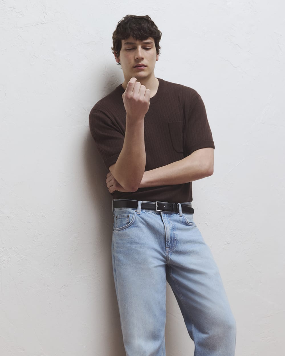 mens-textured-knit-tee-coffee-bean | editorial