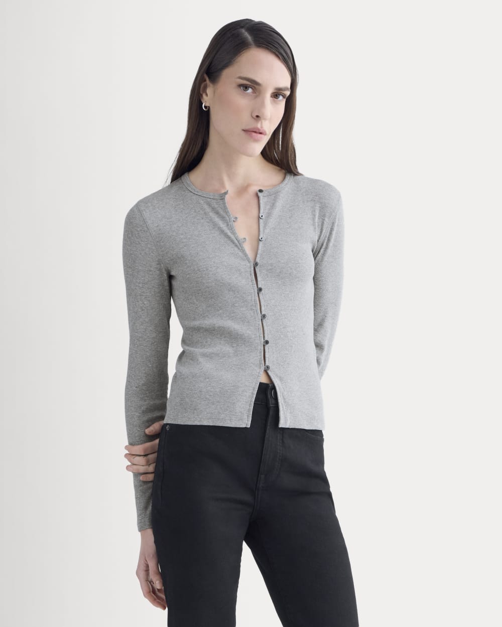 womens-luxe-rib-button-up-top-heathered-light-grey