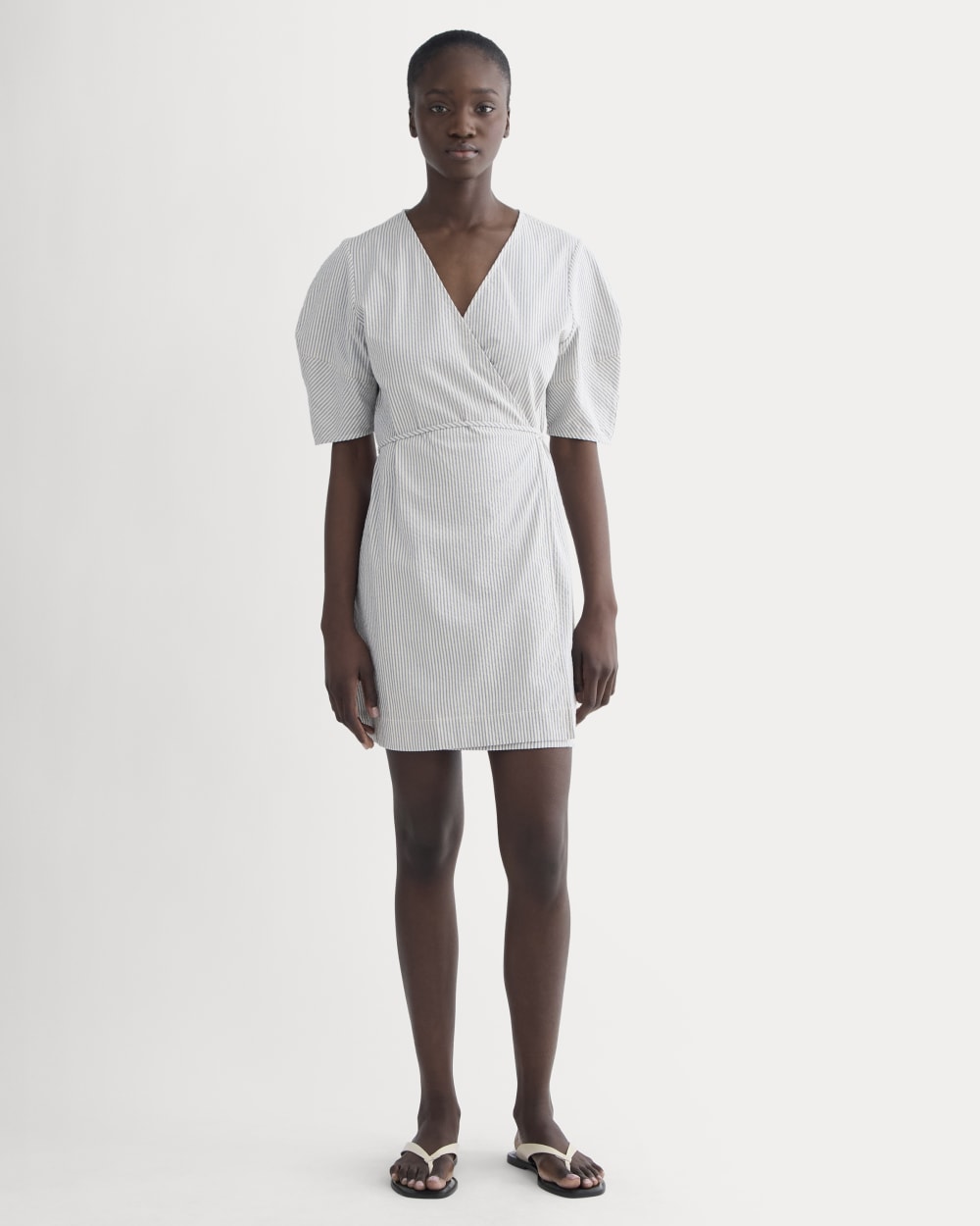 The Seersucker Mini Wrap Dress