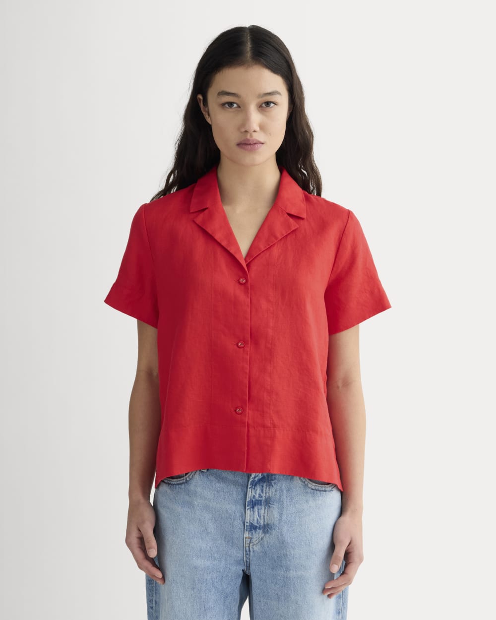 womens-linen-notch-ss-shirt-classic-red | primary