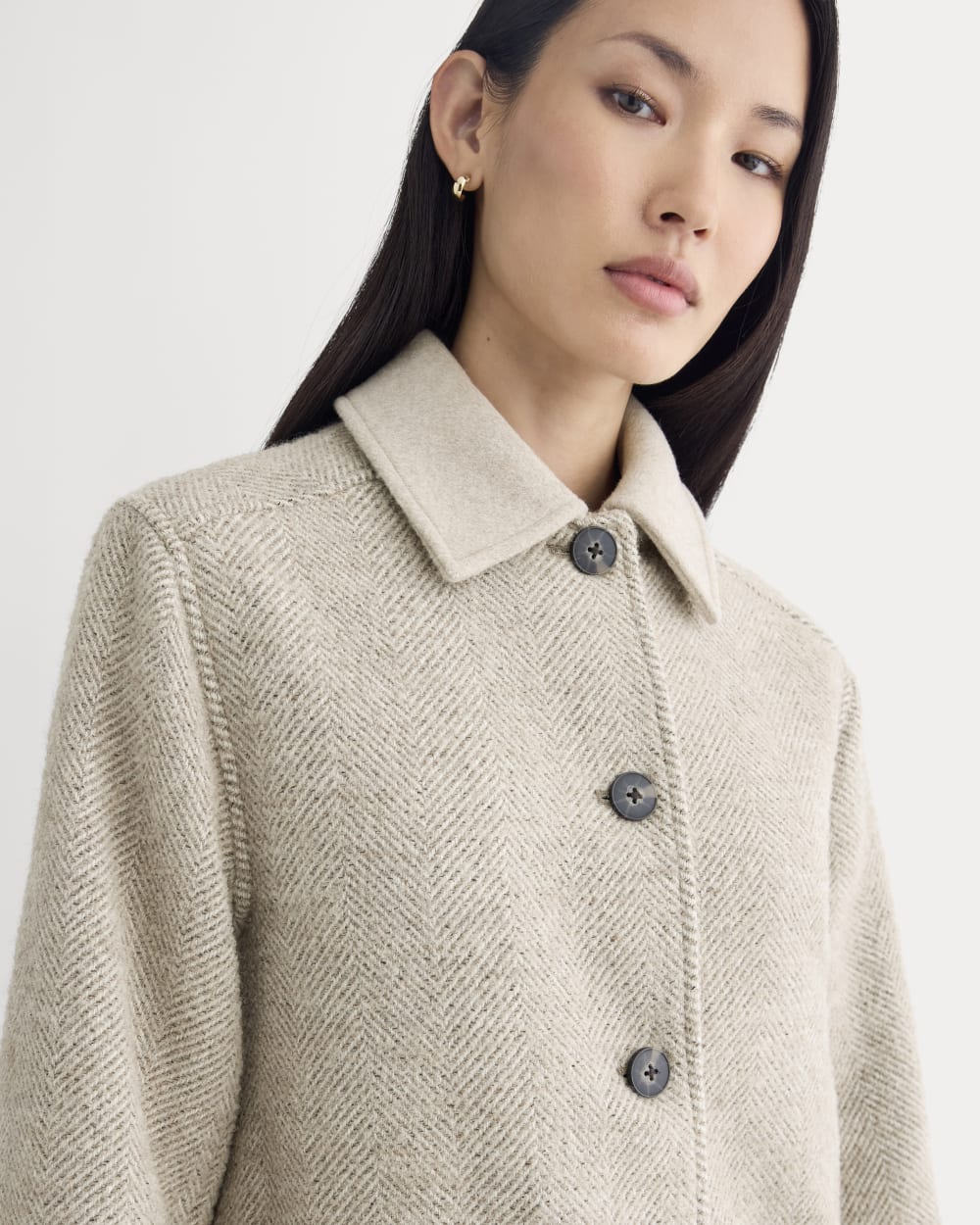 Italian Car Coat | Taupe Herringbone