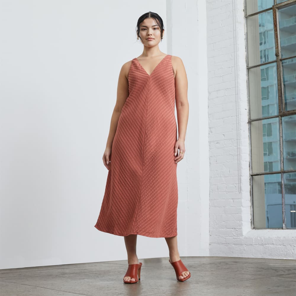 womens-city-stripe-midi-dress-redwood | primary