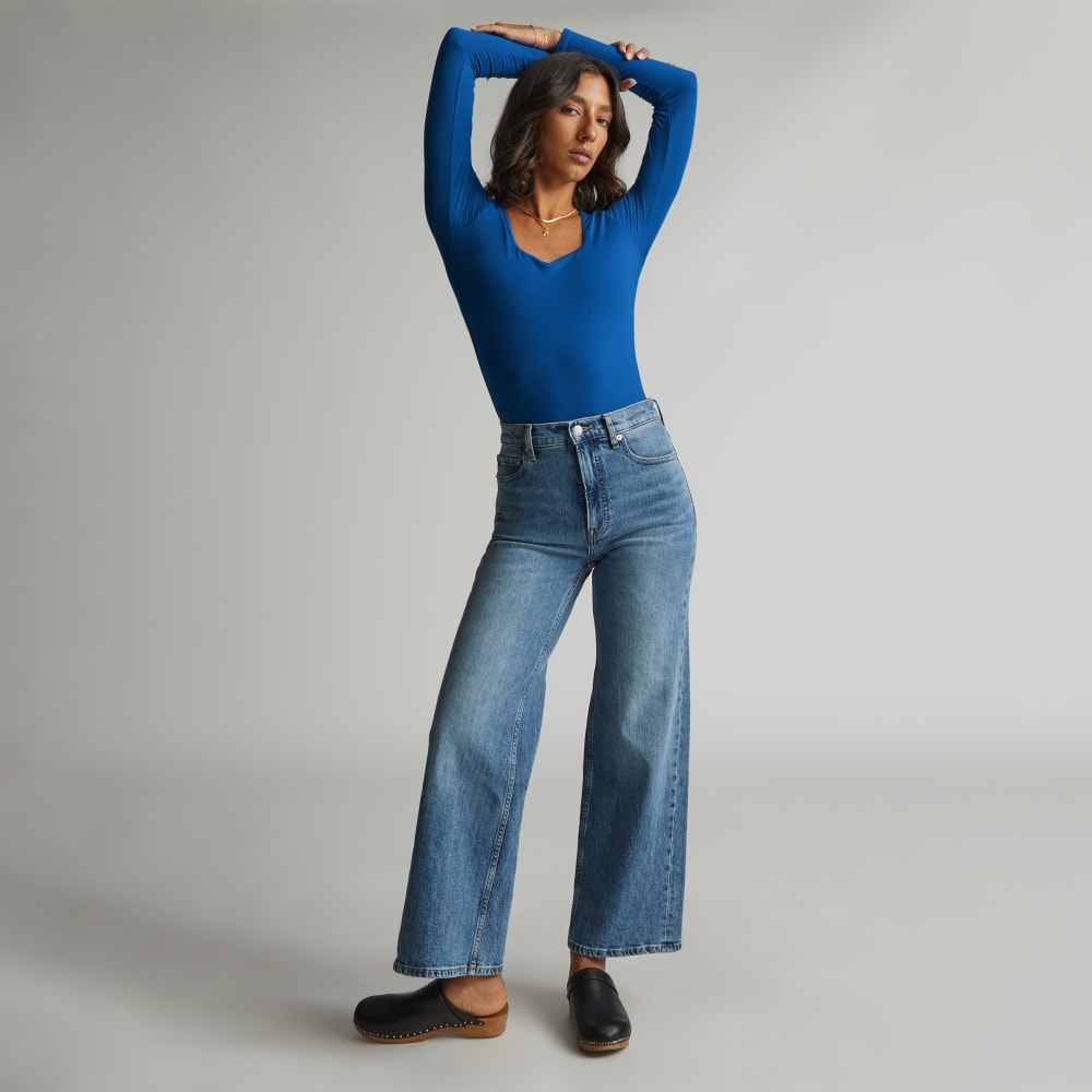 womens-long-sleeve-square-bodysuit-thong-lapis-blue | primary