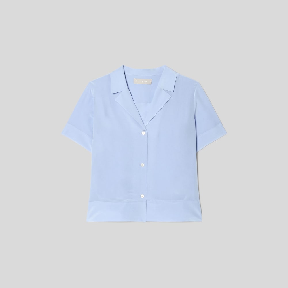 womens-clean-silk-short-sleeve-notch-shirt-periwinkle | alt