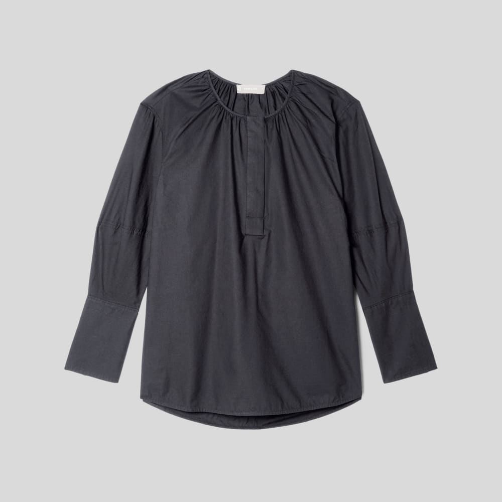 womens-silky-cotton-balloon-sleeve-top-black | alt