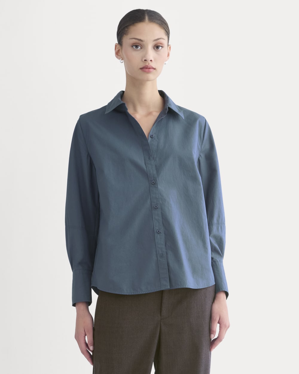 womens-lantern-sleeve-shirt-light-cotton-deep-lazuli-blue | primary