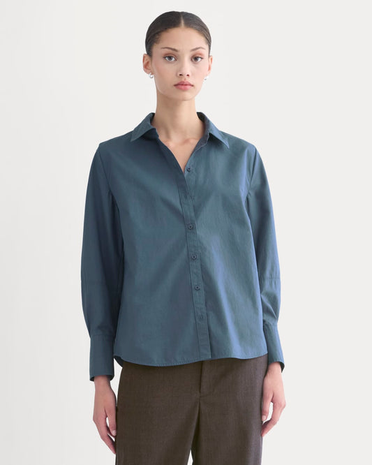 womens-lantern-sleeve-shirt-light-cotton-deep-lazuli-blue | primary