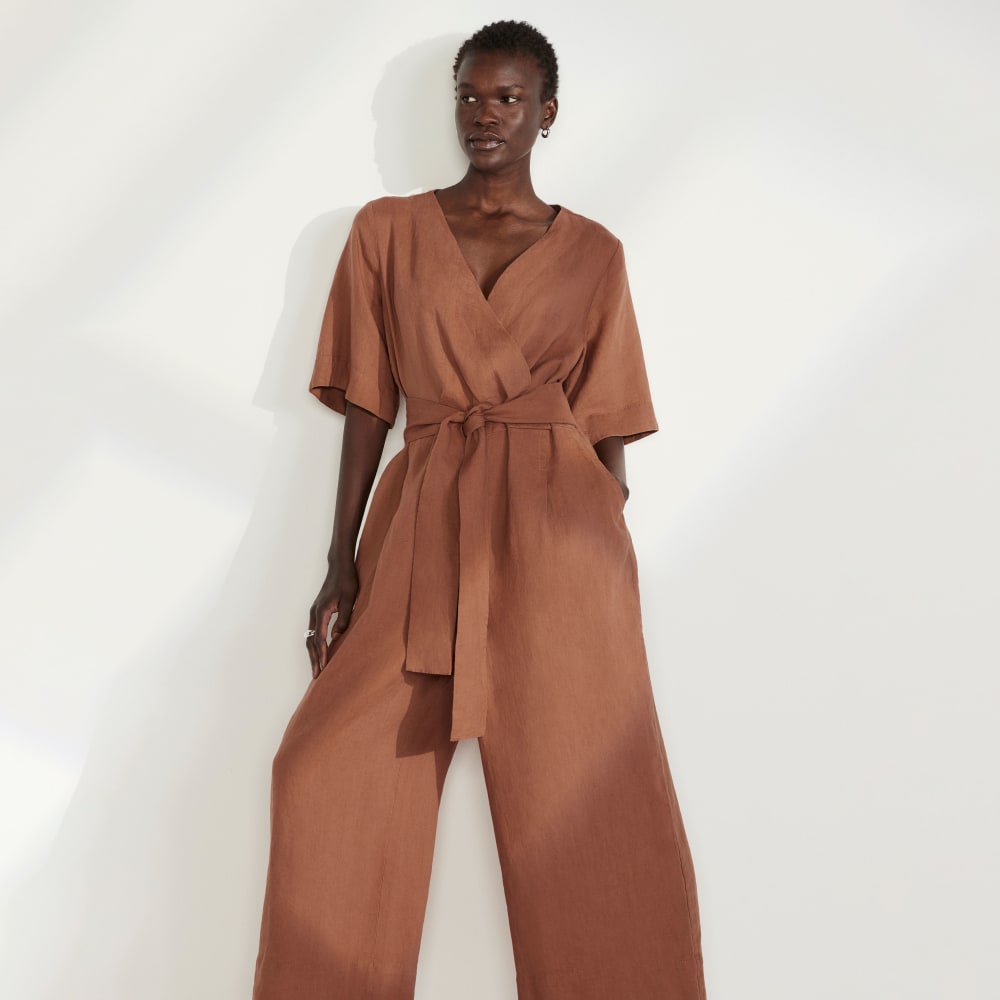 The Wrap Jumpsuit in Linen | Carob Brown – Everlane