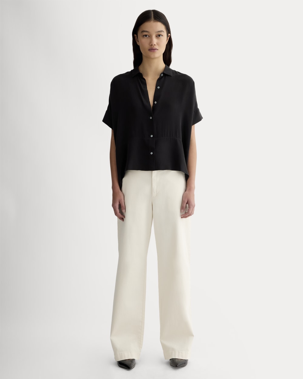 The Boxy Shirt in Washable Silk | Black – Everlane