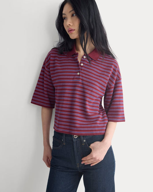 womens-pique-boxy-polo-pomegranate-rose-blue | primary
