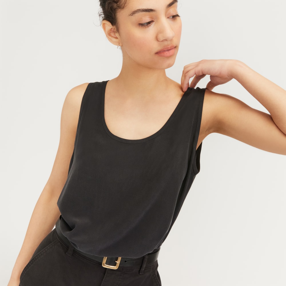 The Scoop Tank in Washable Silk | Black – Everlane