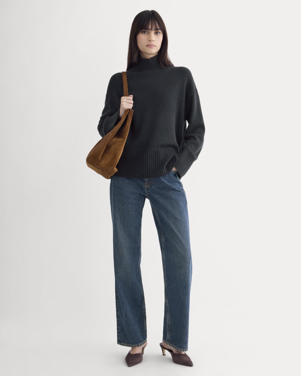 The Boxy Turtleneck in Cashmere | Dark Mahogany
