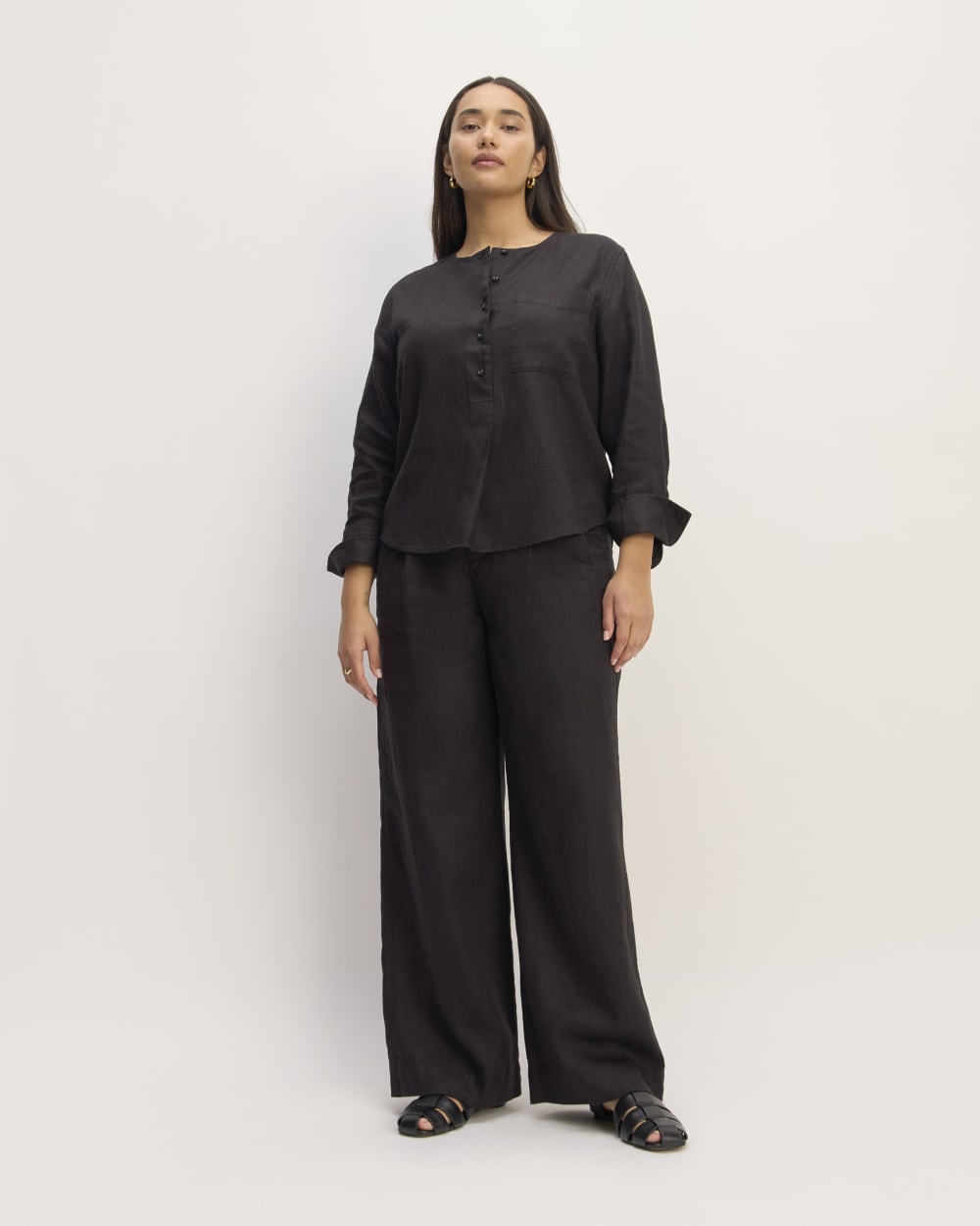 womens-linen-popover-shirt-new-black