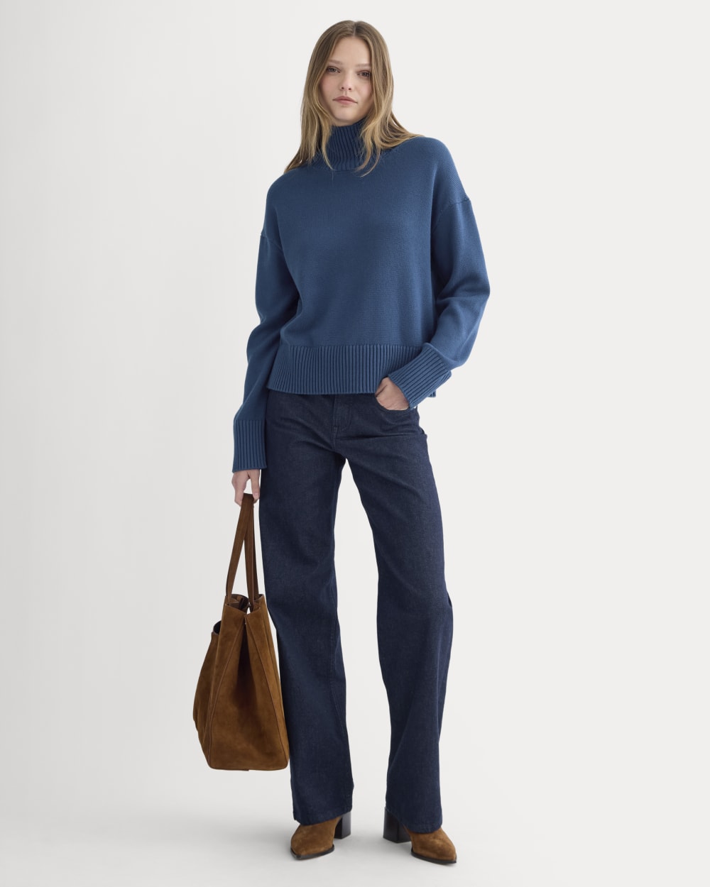 The Boxy Turtleneck in Everyday Cotton | Deep Lazuli Blue – Everlane