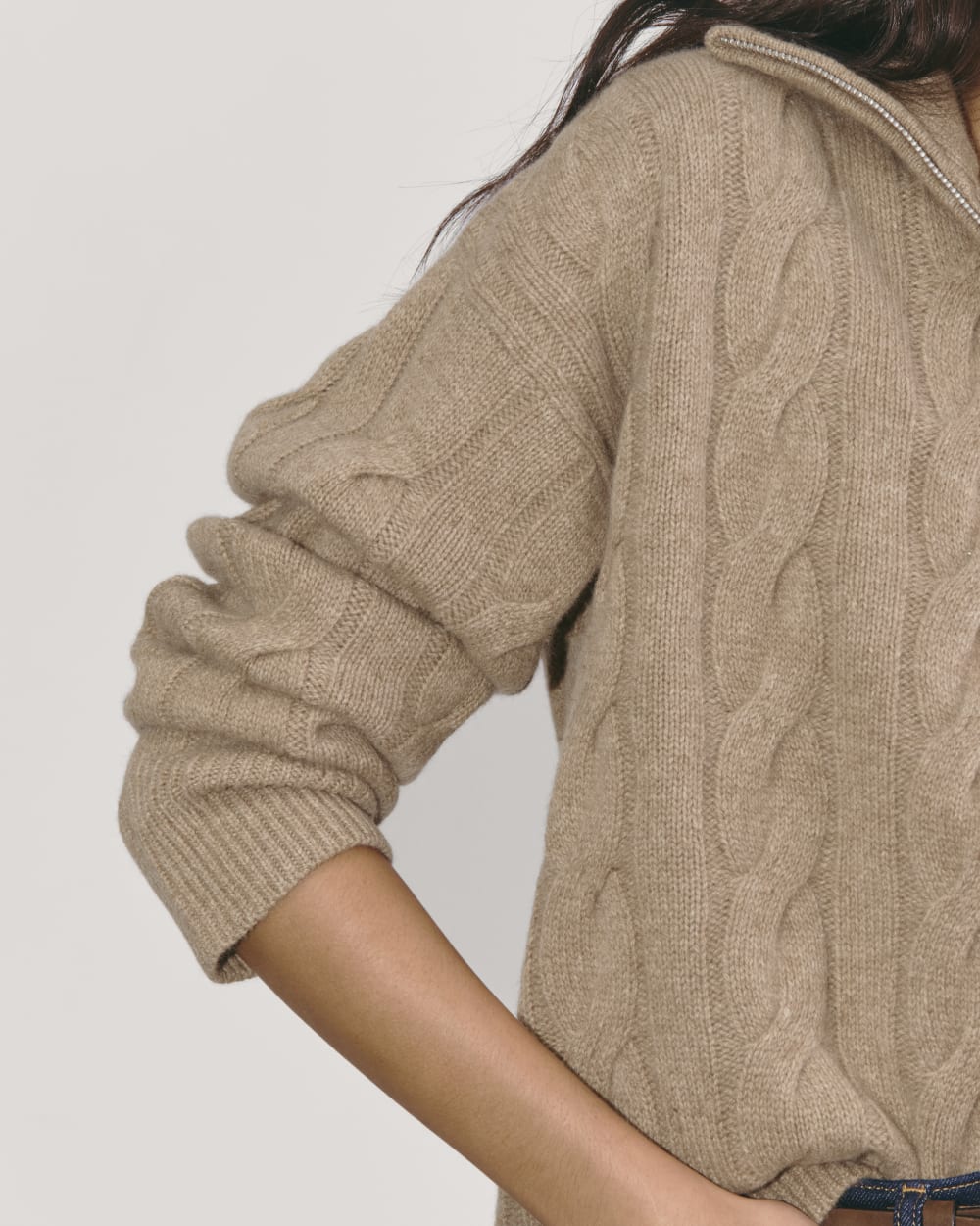 The Cable Half-Zip in Luxe Merino | Oat Melange – Everlane