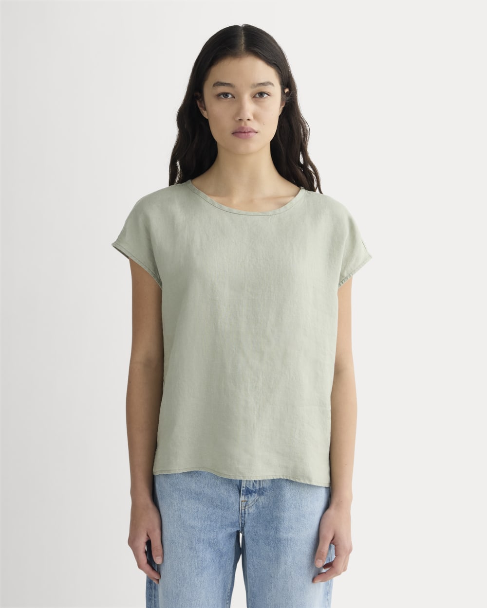 womens-linen-short-sleeve-crew-tee-seagrass | primary