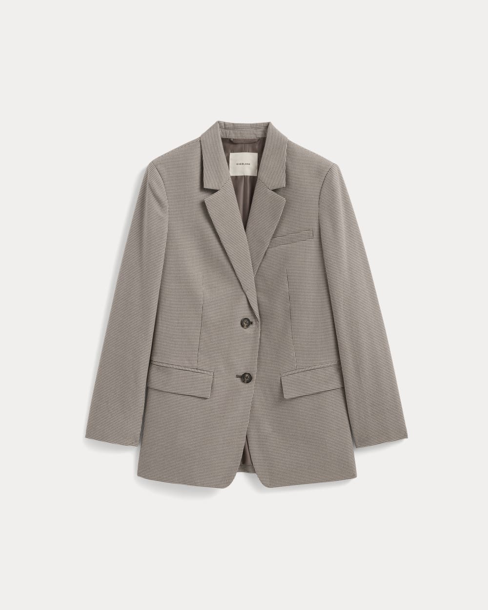 womens-tencel-oversized-blazer-deep-taupe-mini-gingham | alt