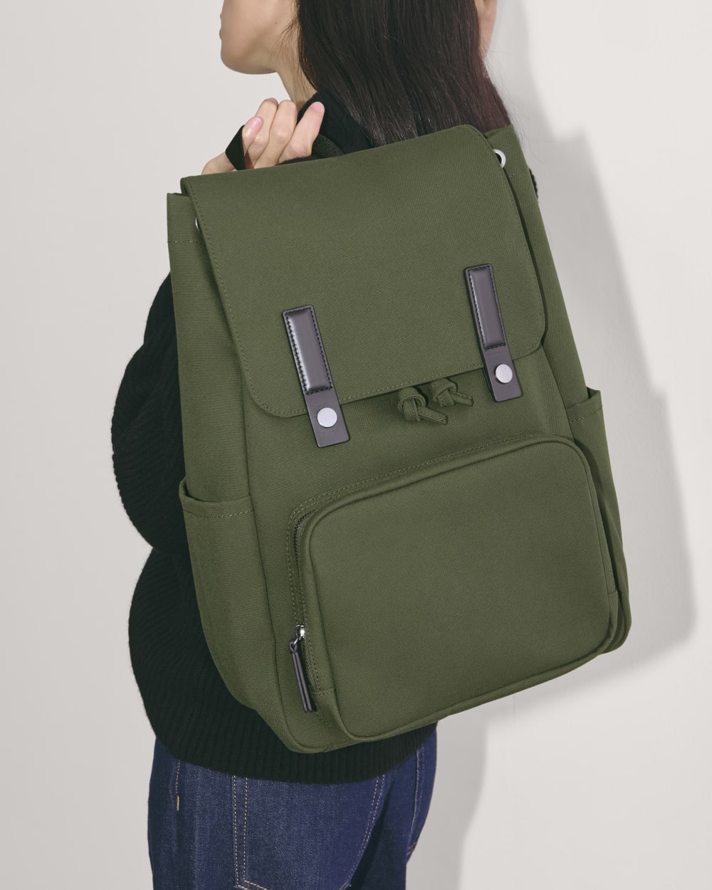 everlane backpack vs herschel Everlane Canvas Backpack In Dark Forest, Cotton/Leather