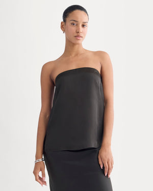 Thin Strap Cami in Silk Charmeuse | Black