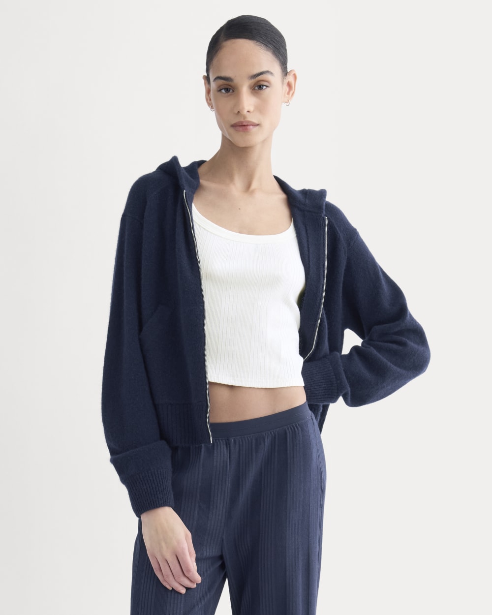 Full-Zip Hoodie in Wool Cashmere