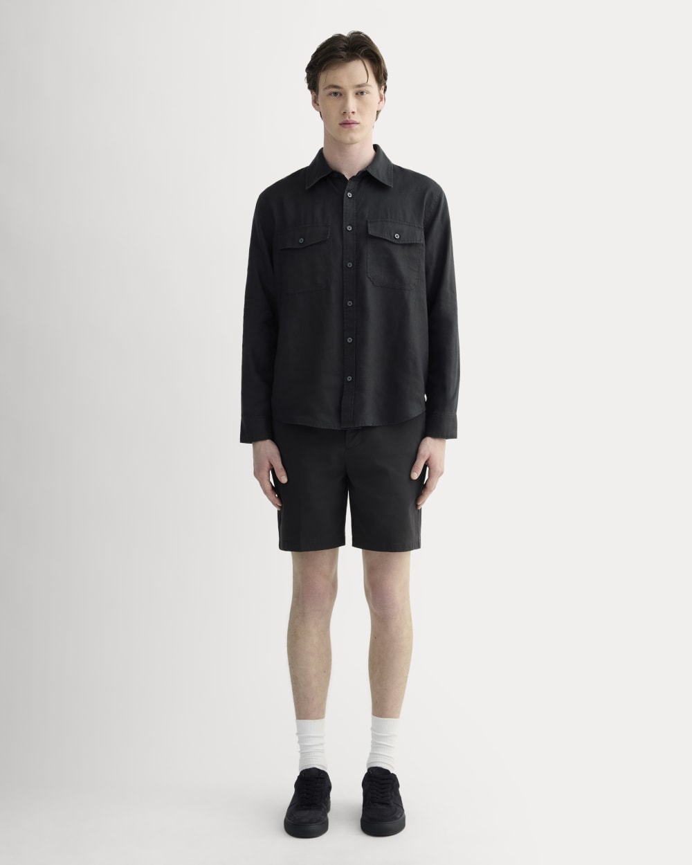 The Linen Utility Shirt | Black – Everlane