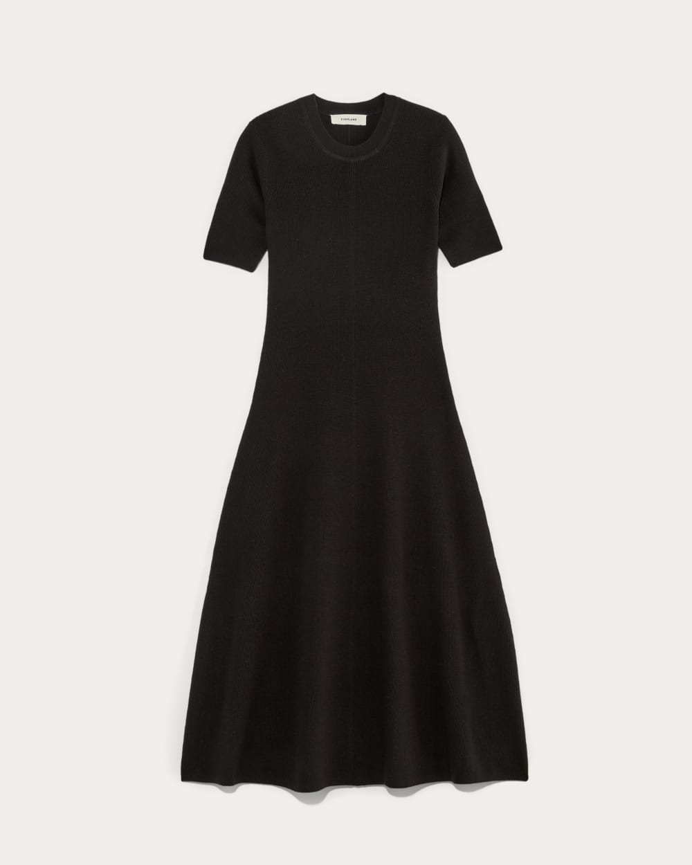 womens-cotton-blend-ribbed-sweater-dress-black | alt