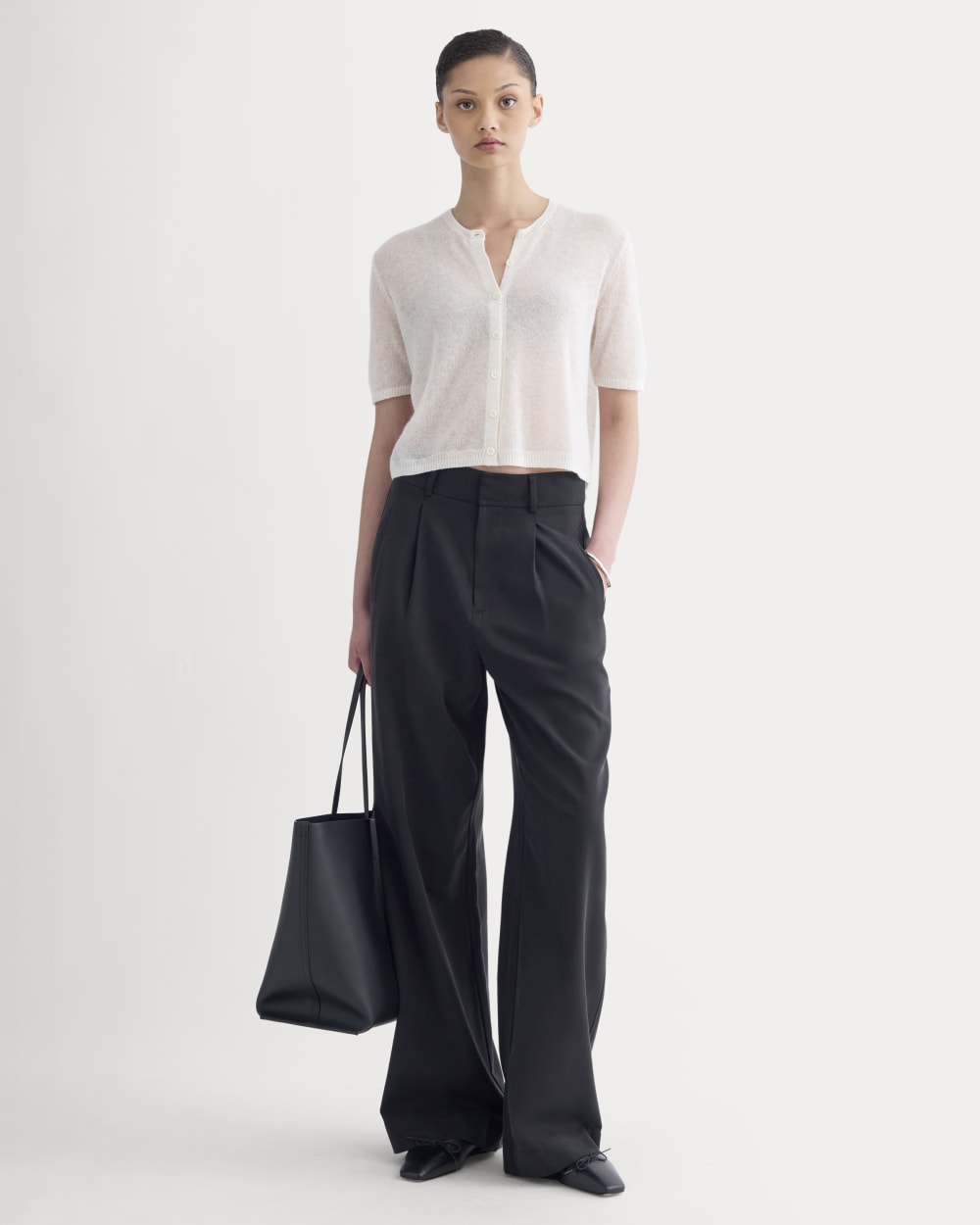 The Air Alpaca™ Short-Sleeve Cardigan | Black