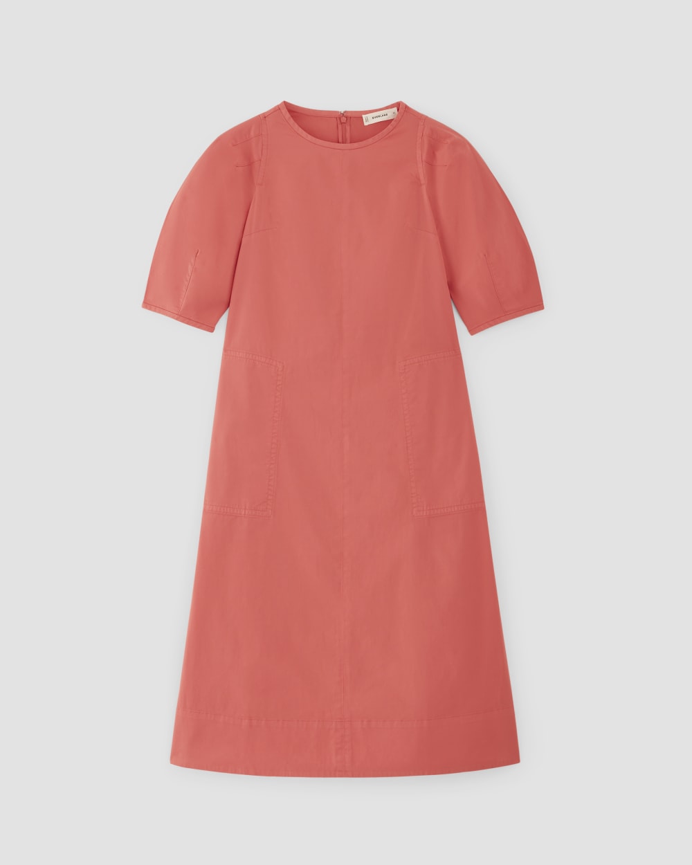 The Short-Sleeve Puff Midi Dress | Coral Everlane The Short-Sleeve Puff Midi Dress | Coral Everlane