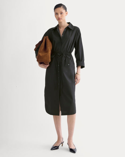 womens-drawcord-shirtdress-soft-cotton-black | primary