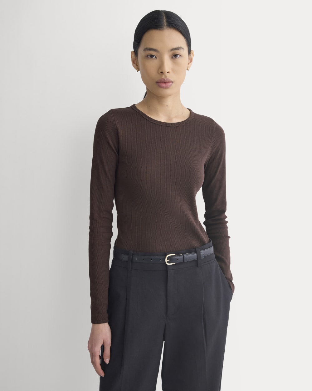 womens-supima-rib-long-sleeve-crew-coffee-bean | primary