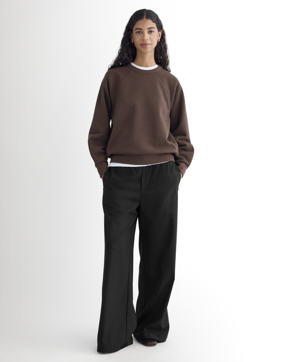 Luxe Fleece Raglan Crewneck | Dark Chocolate – Everlane