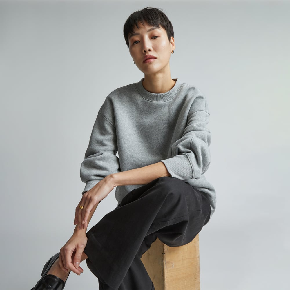 The ReTrack Oversized Crew | Heather Grey – Everlane