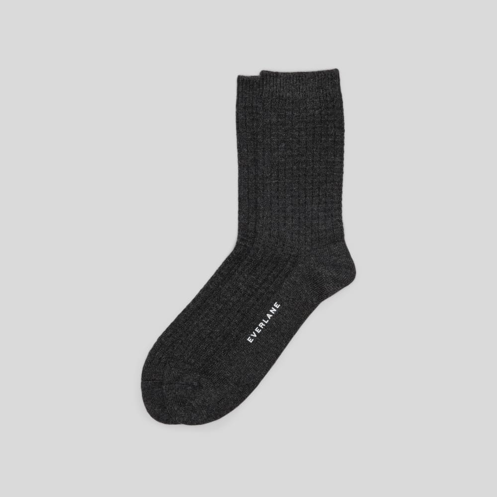 unisex-belgian-waffle-sweater-sock-heathered-charcoal | primary