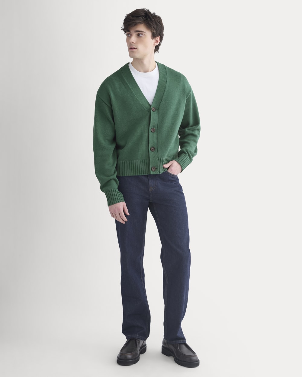 Cropped Cardigan in Everyday Cotton | Hunter Green – Everlane