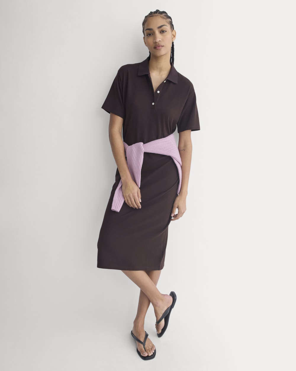 womens-pique-polo-short-sleeve-dress-dark-chocolate | primary