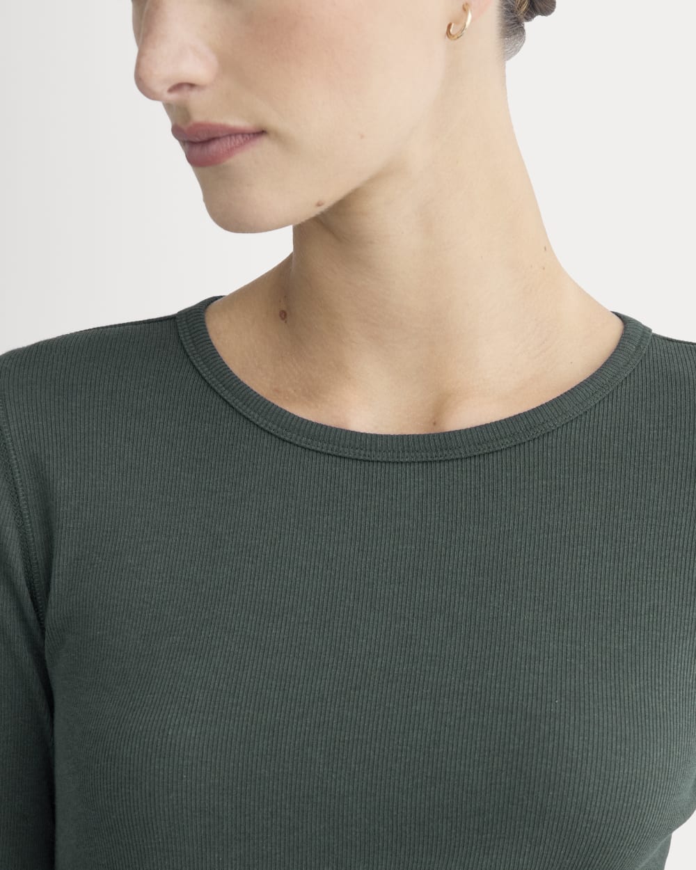 The Luxe Rib Long-Sleeve Crew | Heathered Dark Sea – Everlane