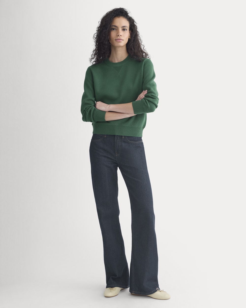 Double Knit Crew in Cotton Merino | Hunter Green – Everlane