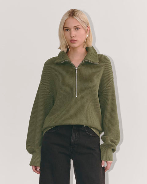 【完売品✨】EVERYDAY I LIKE. Half Zip Sweater The Half-Zip in Everyday Cotton | Black – Everlane