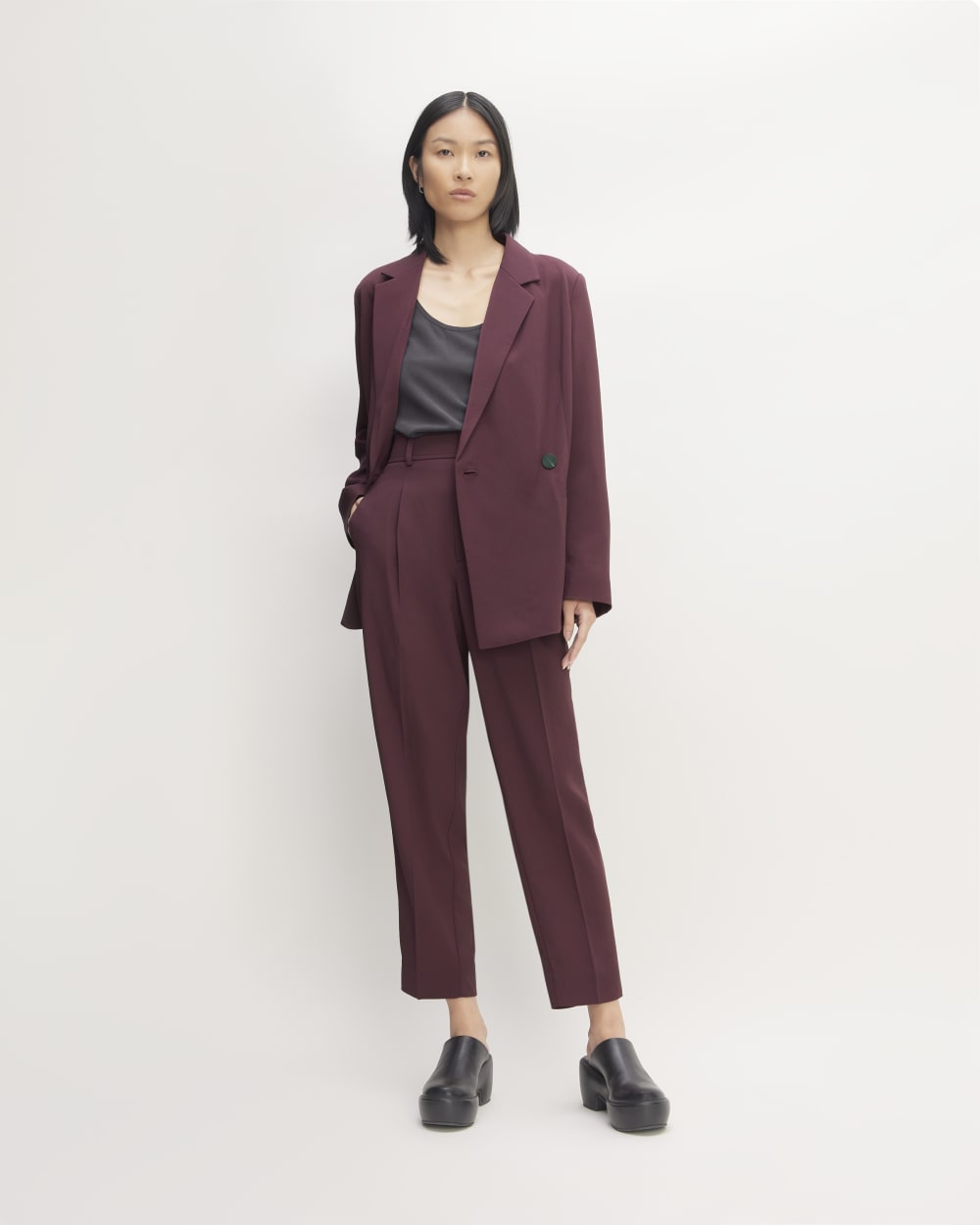 womens-triacetate-way-high-drape-pant-burgundy | primary