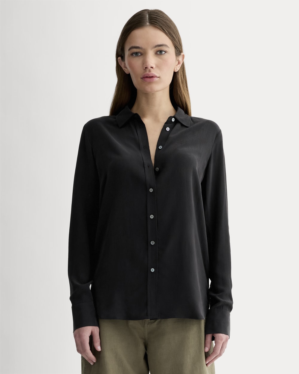 Everlane Washable Silk Shirt in Black