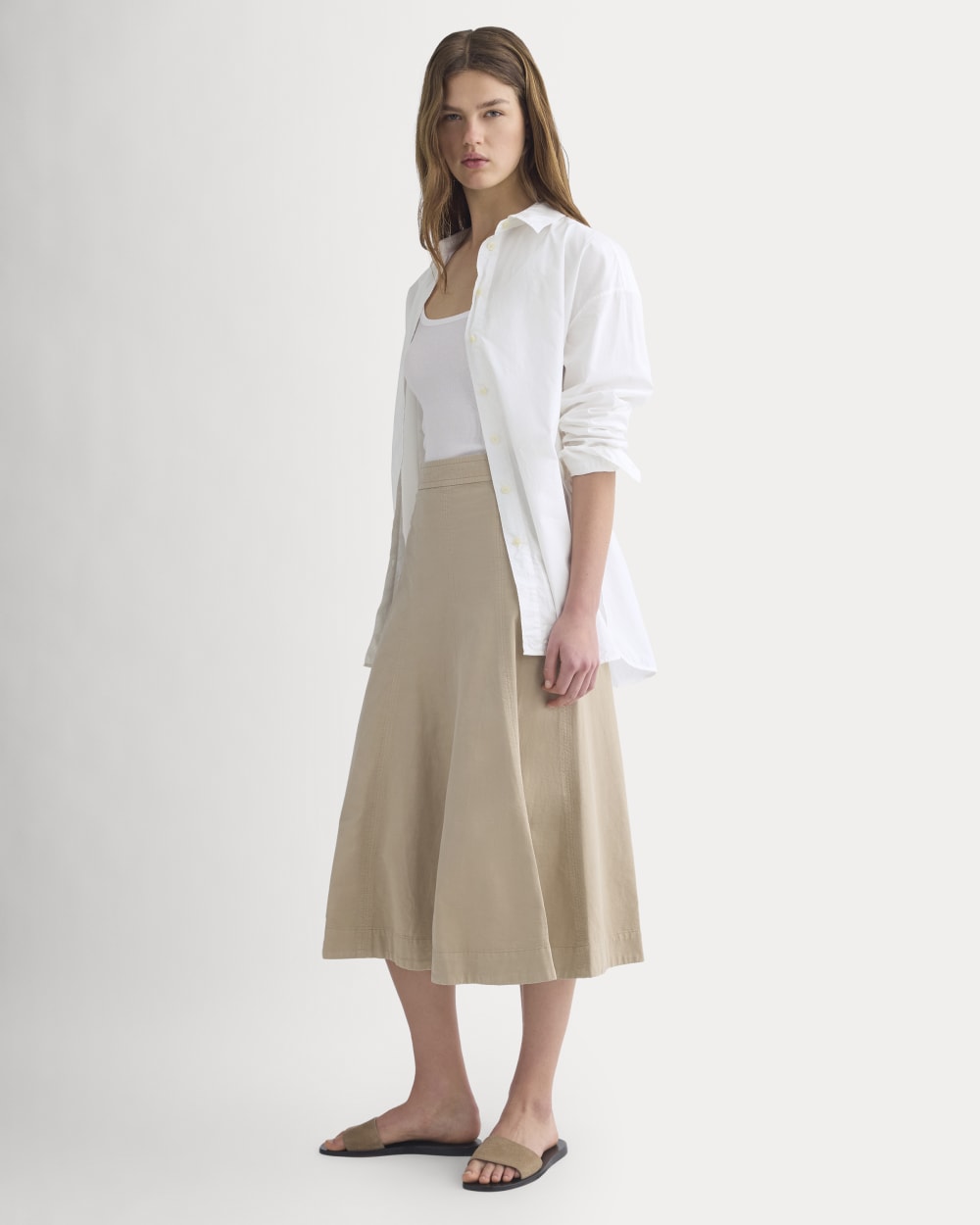 womens-seamed-midi-skirt-trench-coat-khaki